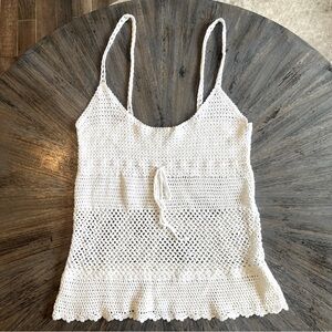 Old Navy White Crochet Summer Tank Top Camisole Size XL